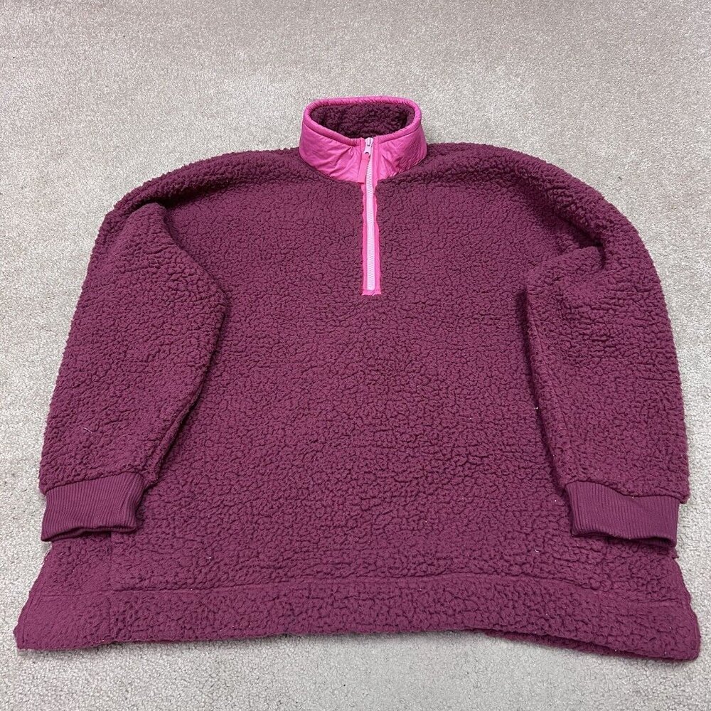 Aerie Sherpa Jacket Pink Long Sleeve 1/4 Zip Women’s Size Large - Picture 5 of 11